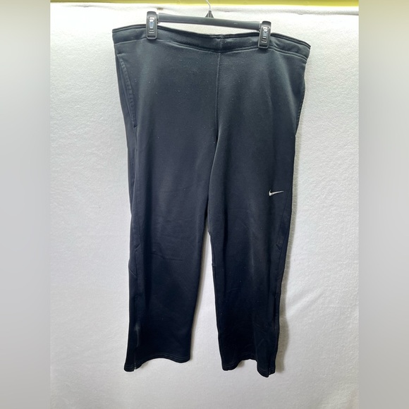 Nike Dri-Fit Sweatpants Joggers Mens L Black Zip Legs Workout Comfy Running 2505 - Picture 1 of 10